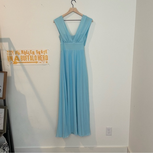 WHBM Genius Chiffon Convertible Caspian Gown SZ 4 Blue Maxi Dress - Picture 9 of 16